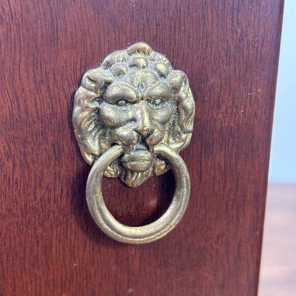 Vintage Wood Gift Box for Wine Bottle Bombay Company Wood Box with Brass Handle - Picture 11 of 15